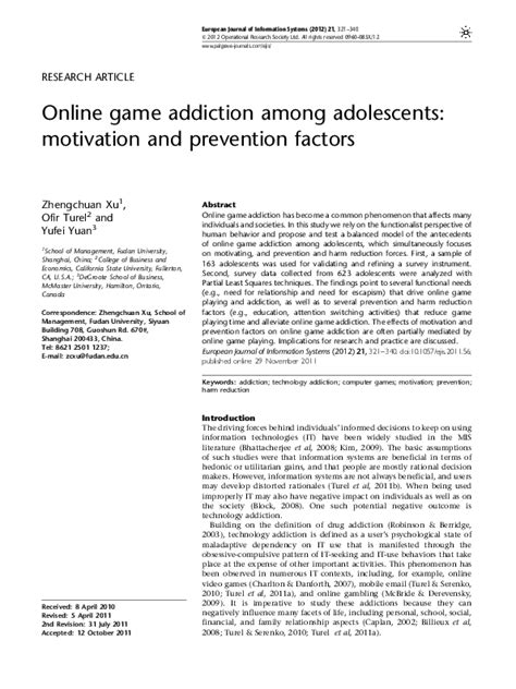 (PDF) Online Game Addiction and the Level of Depression Among.
